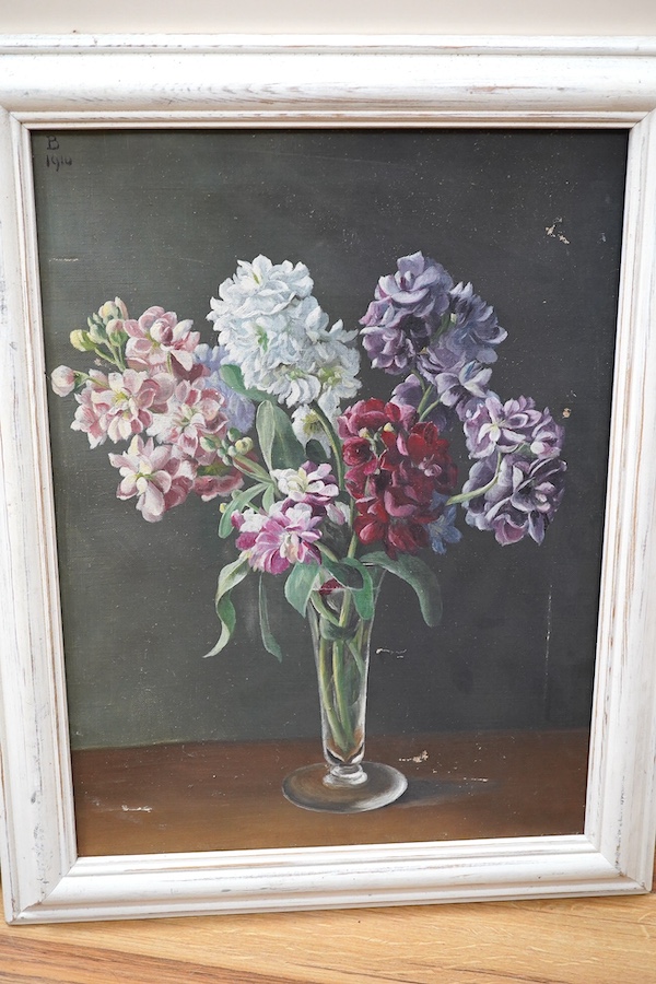 Charles Howson Bennett (1862-1940), oil on canvas, Still life of flowers, ‘Nature Study’, signed and dated 1910, details verso, together with a similar oil, one framed. Condition - poor to fair